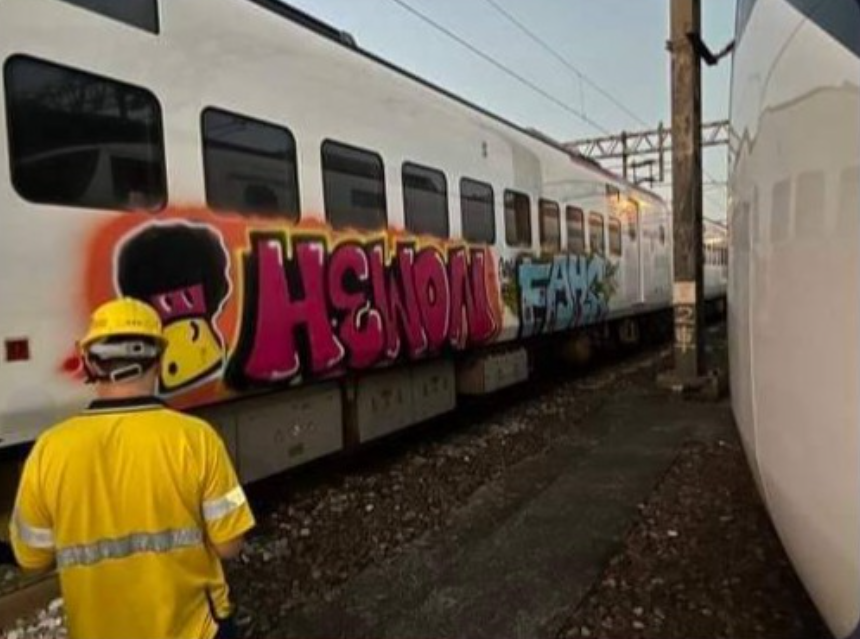 首起EMU3000列車遭噴漆塗鴉 台鐵報警究責