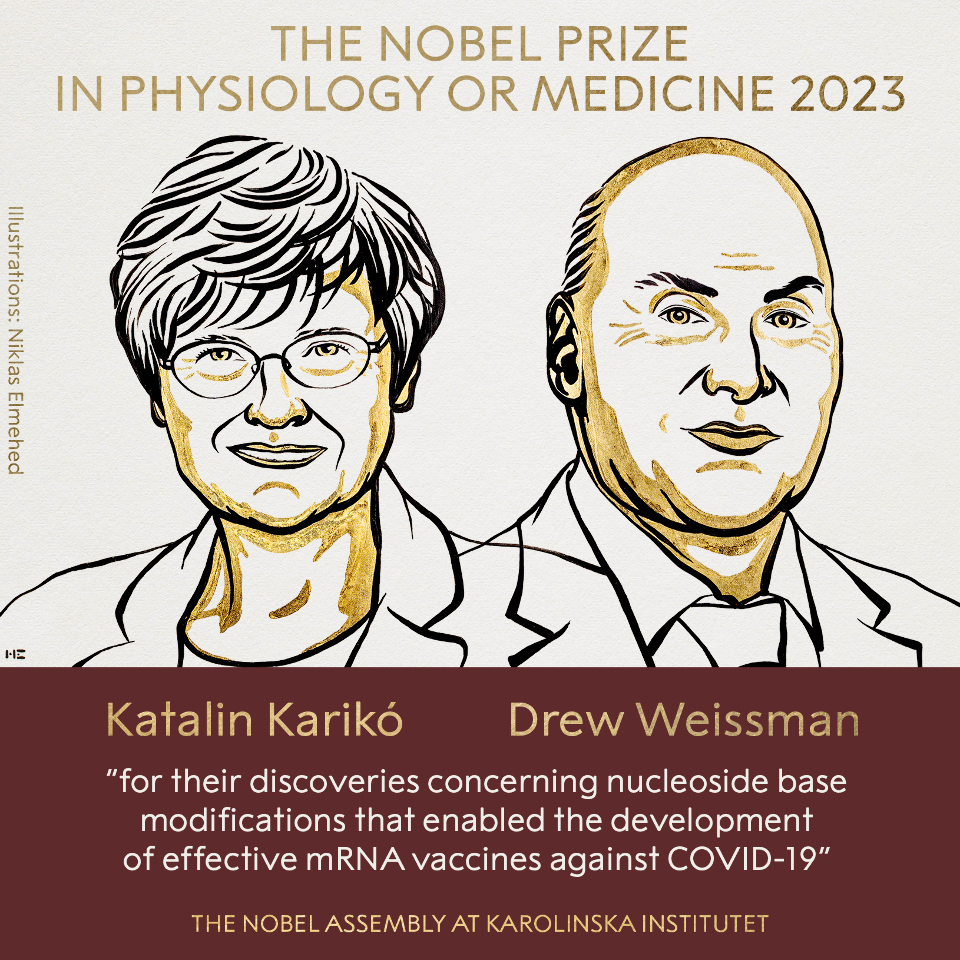 2023年諾貝爾醫學獎 美匈科學家因mRNA研究獲殊榮