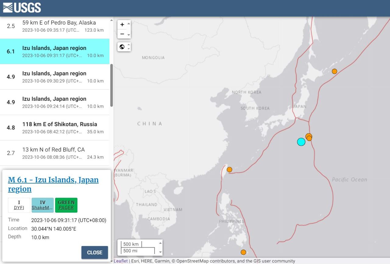 EMSC：日本伊豆群島發生極淺層6.1地震