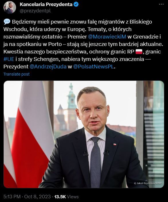 中東衝突 波蘭總統：分散俄侵烏注意力 升高歐盟移民壓力