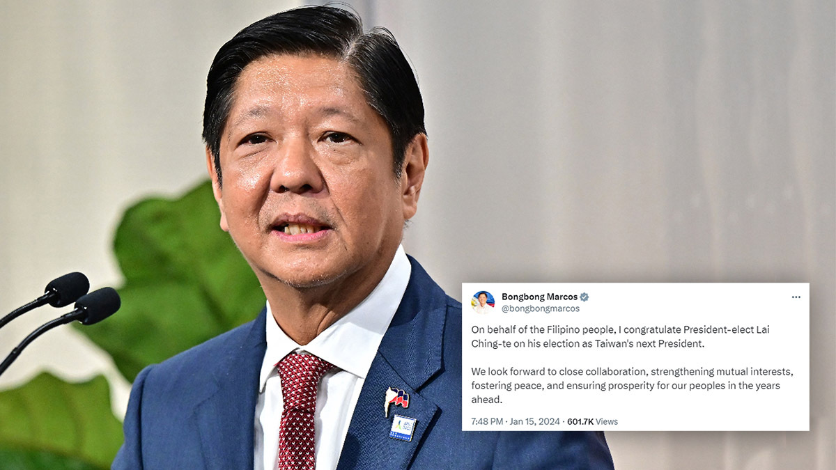 小馬可仕祝賀賴清德當選 中國召見菲律賓大使