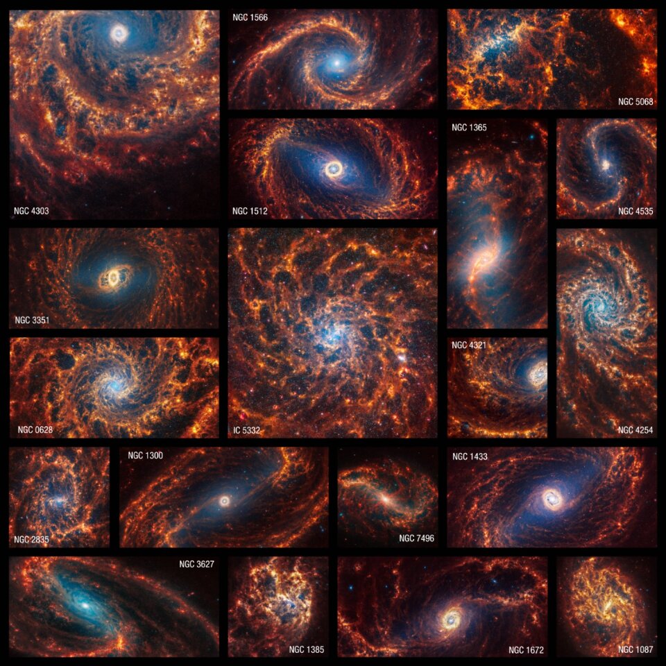 韋伯望遠鏡捕捉19螺旋星系 助科學家探究恆星演化