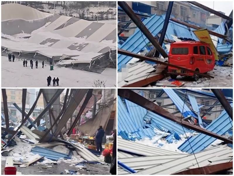 雪災肆虐 湖南湖北2天3座市場被壓垮2死多人被困