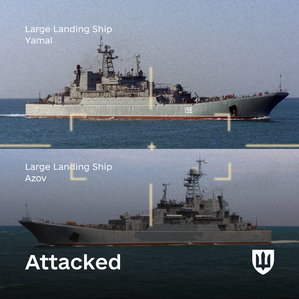 烏克蘭軍方：在克島擊中2艘俄國大型登陸艦