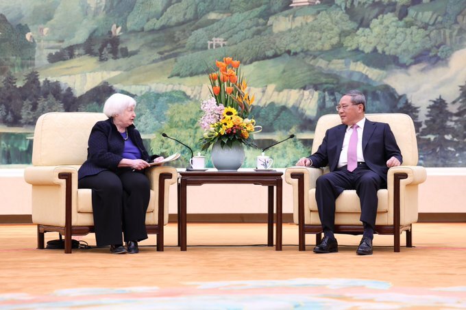 葉倫和中國總理李強會談 尋求美中直接且坦率溝通