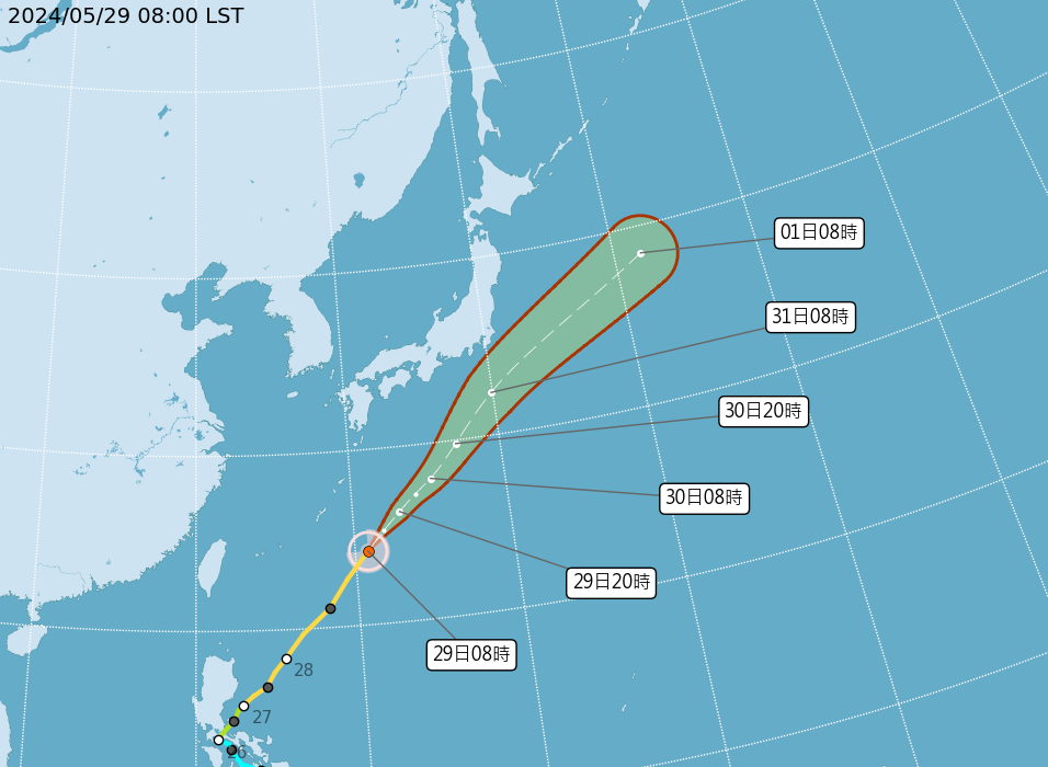 颱風艾維尼接近日本大東島地方 5/31恐影響關東