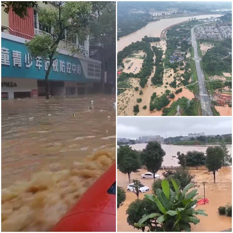 中國水災持續 湖南平江縣2城區嚴重淹水